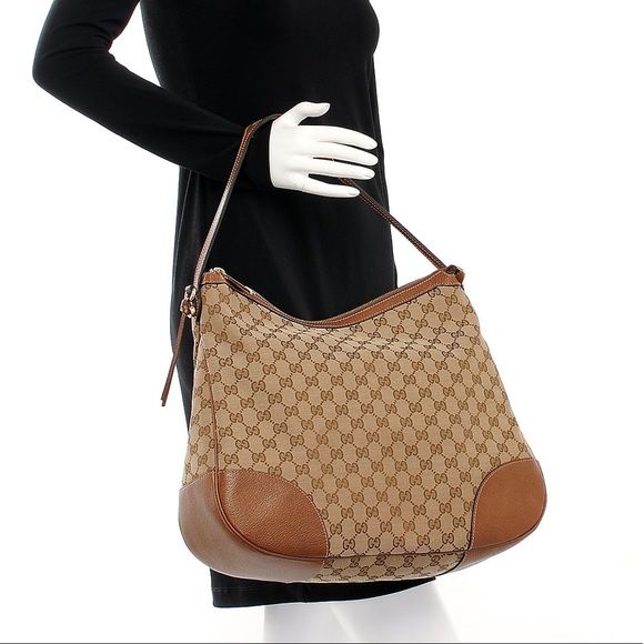 BIG HOBO GUCCI Bree Original GG Canvas Hobo Bag, Tan/Browns - Picture 9 of 13